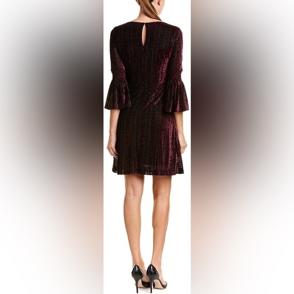 Taylor Smocked Sleeve Velvet Burnout Dress - Picture 2 of 10
